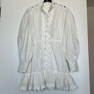 Zimmermann Style White Super Puff Sleeve Dress
